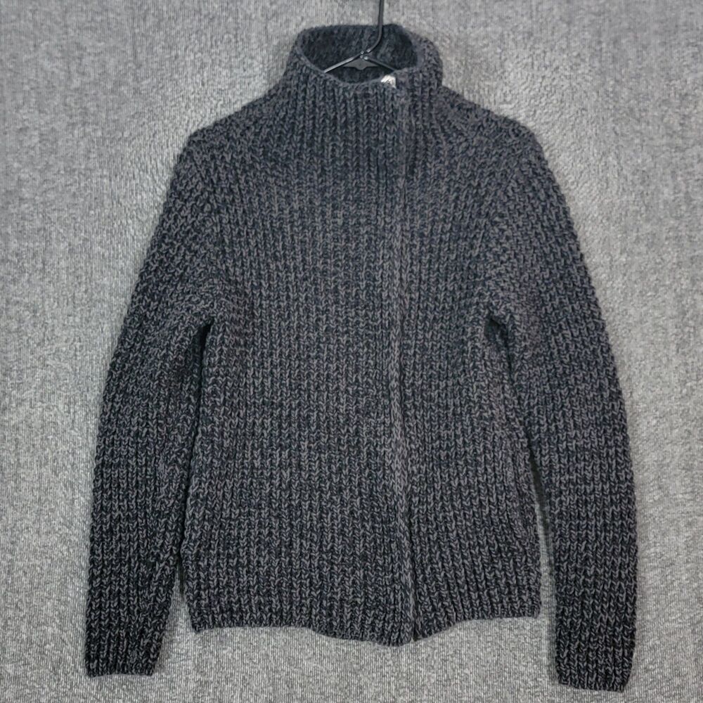 Gap Sweater Womens S* Dark Gray High Neck Full Zip Chunky Knit Moto Cardigan